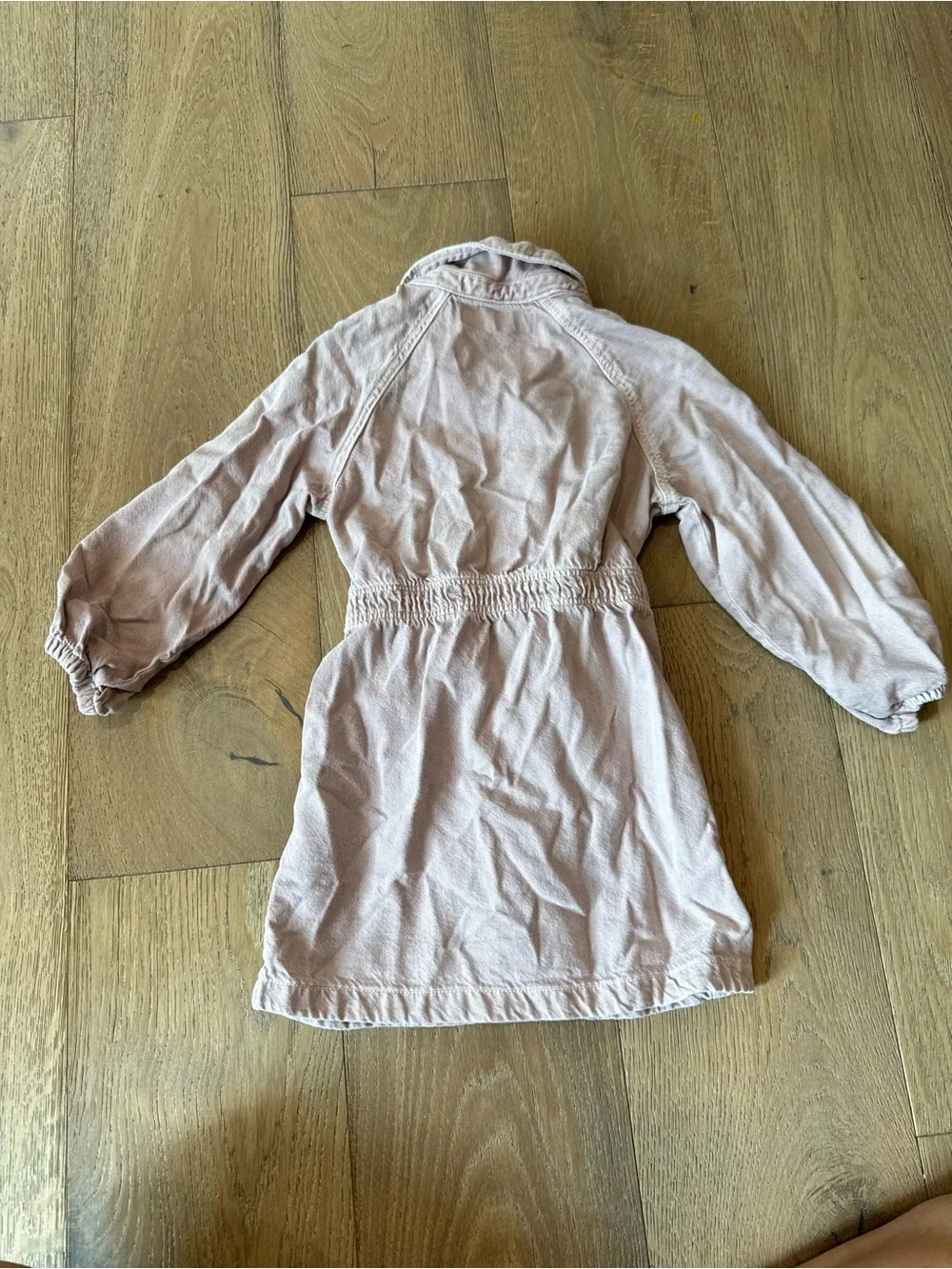 Zara kids Light pink Jean Button-Front Shirt Dress with Belt size 6